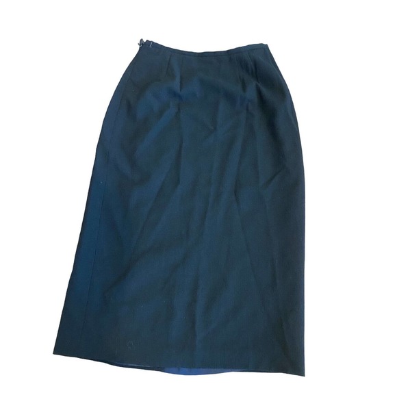 Wool Black Skirt Midi Faux Wrap 100% Wool Valerie Stevens 6 P Vintage READ - Picture 2 of 3